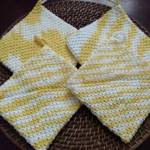 Crochet Pot Holder + plastic bag Despenser Sets
